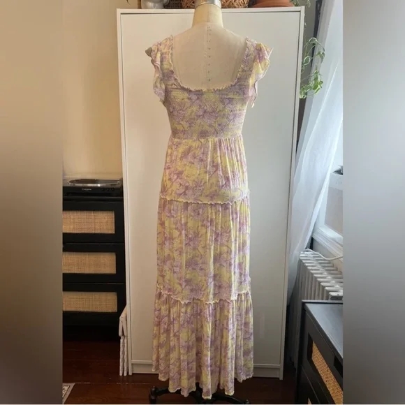 NWOT LoveShackFancy Rare Sample Chessie Dress Purple/Yellow Mermaid Print Size S - Picture 2 of 5